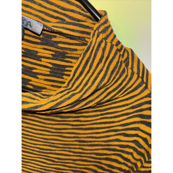 OSKA Tunic Dress Orange Black Striped Long Sleeve Pullover Stretch Lagenlook 2 M - Picture 4 of 10